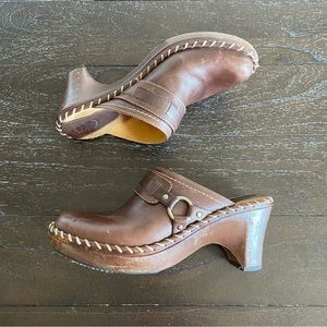 Frye Belted Harness Mule Booties Leather Chestnut Brown Western Size‎ 8